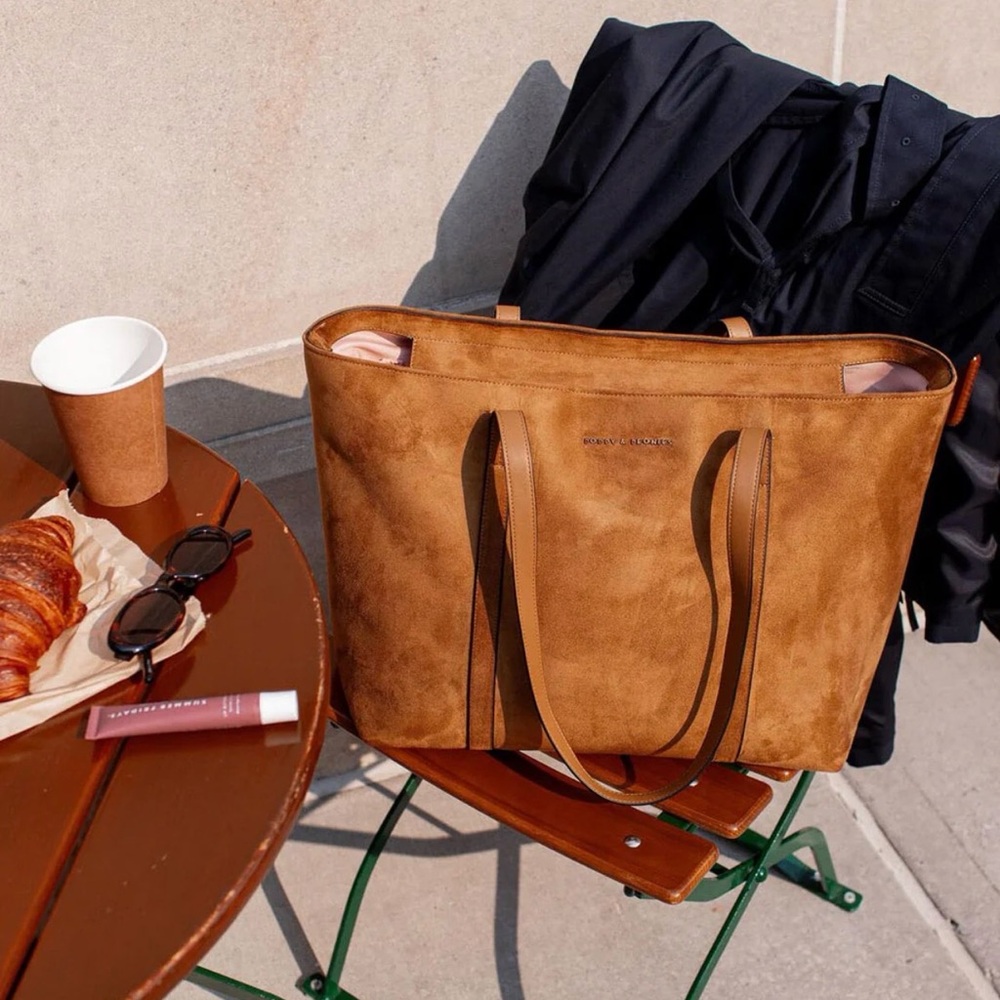 Poppy and Peonies Suede Cognac The Edit Tote